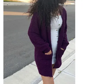 Love Tree Plum Popcorn Texture Cardigan thumbnail 4