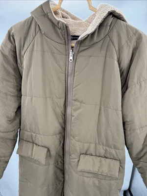 PRETTYGARDEN Women's Lightweight faux Sherpa lined knee length Puffer Coat Tan S outdoor thumbnail 6