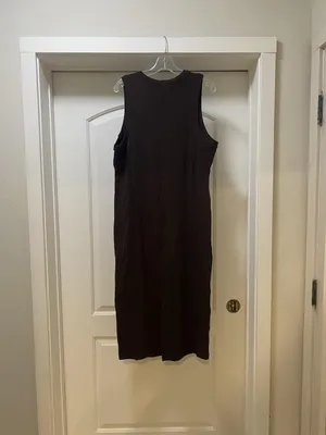 Banana Republic Dress Womens XL Brown Ribbed Knit Tank Scoop Neck Midi Casual thumbnail 4