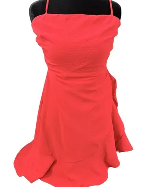 Lovely Day Ruffled Bodycon Sexy Red Mini Dress Spaghetti Strap Hoco Festival thumbnail 1