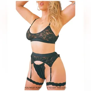 Revolve Free People We Are Hah Black Guard Her‎ Lace Bra Large thumbnail 3