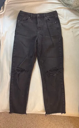 American Eagle Jeans Ripped Black Mid-Rise thumbnail 1