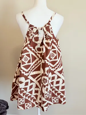 NWT BDG Eva Tie-Front Ruched Strap Trapse Mini Dress size medium relaxed fit thumbnail 7