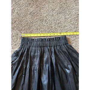 7 For All Mankind Black Faux Leather Pleated Aline High Waisted Skirt NWT Small thumbnail 5