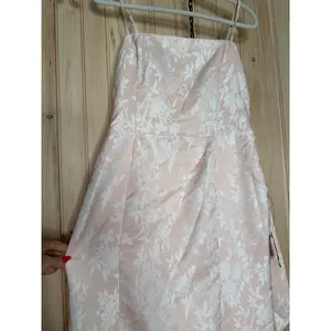 NWT Lulus Gwenth Blush Floral Jacquard High-Low Midi Dress Holiday Party Size L thumbnail 4
