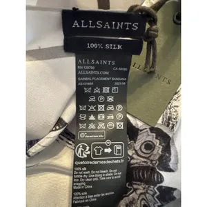 Brand New AllSaints Sanibal Placement Bandana 100% Silk Chalk White thumbnail 7