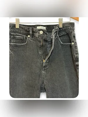 LOFT The 90s Straight Leg Jeans Washed Black Distressed High Rise Size 27 Petite thumbnail 9