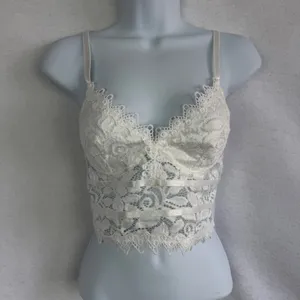 Lot of 3 Lace‎ Corset Bralette Blue Red White Floral Sheer Bustier Small Boho thumbnail 9