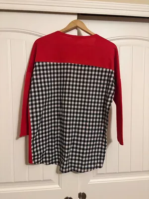 Nebraska Huskers Sweatshirt Women XS/S Gameday Couture Red Black and White Check thumbnail 3