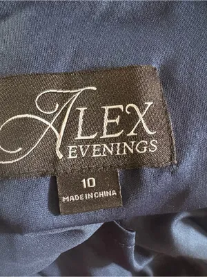 Alex Evenings Navy 3D Rosette Soutache Sequin Mother of Bride Gown Sz 10 Formal thumbnail 8