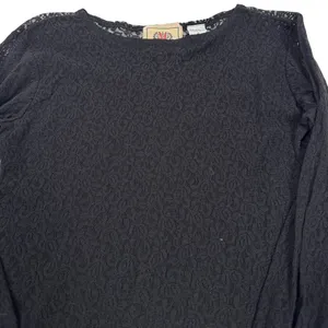 Vintage Black Lace Top Sheer Long Sleeve 90s Dark‎ Fairycore Whimsigoth thumbnail 3