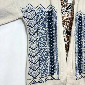 NWT Soft‎ Surroundings S Embroidered Linen Minali Jacket Cardigan Boho Lagenlook thumbnail 2