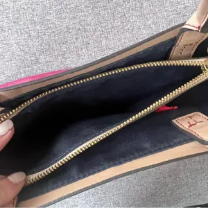 Tommy Hilfiger Leather Purse Magenta Cranberry Tan Double Handle Bag thumbnail 12