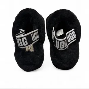 UGG Black Fluffy Sandals thumbnail 3