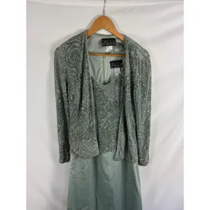 Alex Evenings Mother of the Bride Elegant Green Gown and Jacket Size 10 thumbnail 2