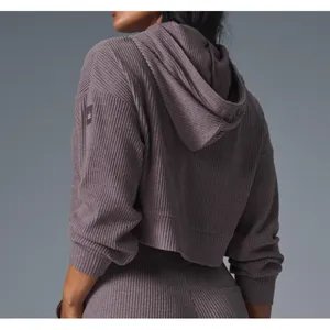 Alo Muse Hoodie Raisinette Heather Ribbed Violet Hood Sweater Hooded Sweatshirt thumbnail 2