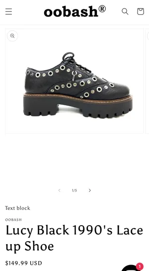 oobash Black Lucy 1990 Repro Leather Studded Lace Up Chunky Platforms Sz 10 $150 thumbnail 10