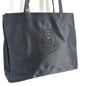 Falchi Sport‎ Black Shoulder Tote Bag Logo Smooth Canvas Patent Leather Straps thumbnail 1
