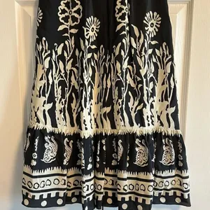 Anna Sui Anthropologie Women’s Black & Cream Floral Short-sleeve Flowy Dress thumbnail 7
