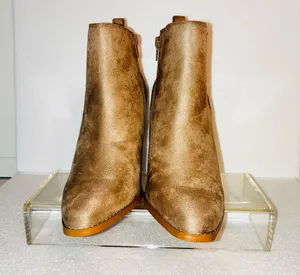 Faux Suede Tan Ankle Boots Size:9 thumbnail 1