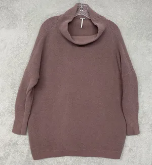 Free People Sweater Womens Small Raisin Purple Ottoman Slouchy Oversized Cowl thumbnail 1