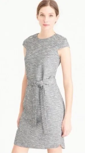 J.Crew Tweed Belted Short Sleeve Knee Length Dress 4‎ Gray Workwear Capsule thumbnail 1