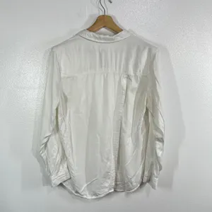 Pilcro the Letterpress Anthropologie White Viscose Split‎ Back Button Down Shirt thumbnail 2
