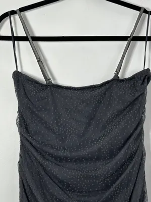 NEW Anthropologie Women’s Small Sheer Ruched Shimmer Dress Gray Textured Formal thumbnail 5