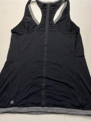 Black Lululemon Tank Cinchable Drawcord Hem V Neck Key Pocket Women Sz M thumbnail 7
