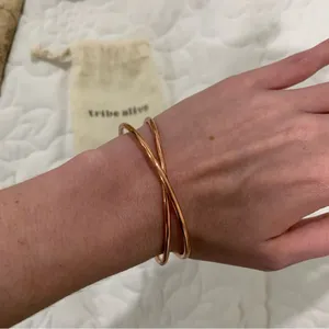 Rose Gold Criss across Bangle Bracelet thumbnail 1