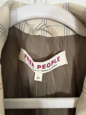 NWT Free People Whip Smart Classic Plaid Blazer Ivory Neutral XS thumbnail 6