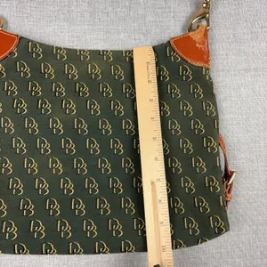 Dooney & Bourke Crossbody Bag Womens Small Green Canvas Leather Monogram thumbnail 8