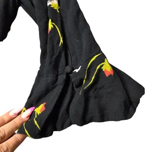 Free People Time On My Side‎ Black Floral Wrap Dress thumbnail 3