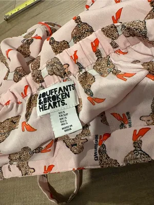 Bouffants & Broken Hearts Anthro Poodle heels‎ Pajama Shorts pink Size SMALL thumbnail 4