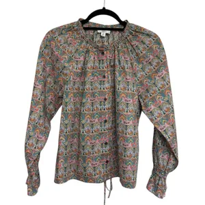 J. Crew Tie-Waist Organic Cotton Top in Liberty Giorgia Duke Fabric - Size S thumbnail 4