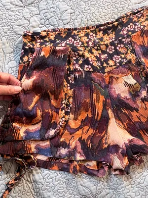Free People Lisbon Soft Shorts Floral Ruched Side Tie Smocked Waist Pockets~S💚 thumbnail 5