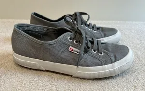 Superga 2750 Cotu Classic Gray Canvas Low Top Sneakers Mens 7.5 Women 9 Skate thumbnail 1