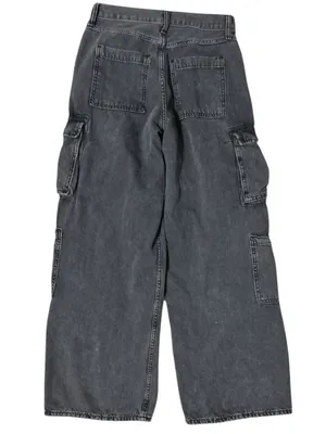 OLD NAVY Mid Rise Baggy Wide Leg Jeans 2 Black Wash EUC thumbnail 10
