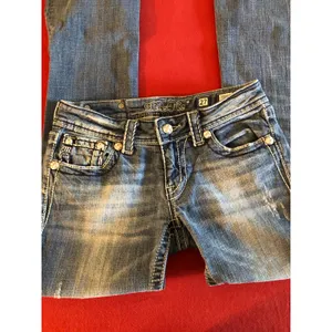 Miss Me blue denim embellished embroidered bootcut jeans Size 27 thumbnail 2