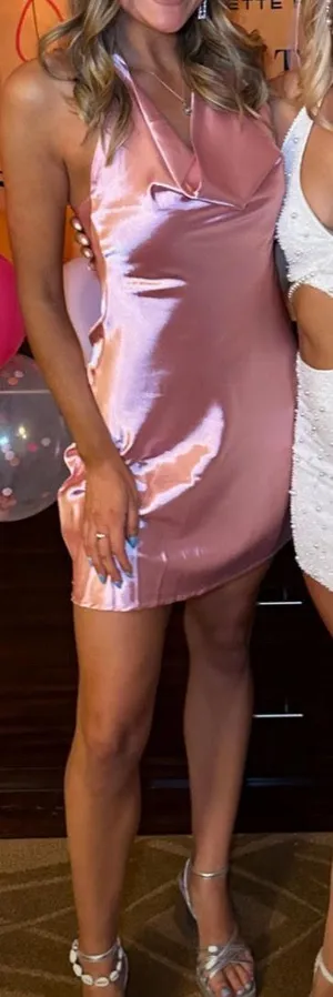 Satin Pink Dress thumbnail 1