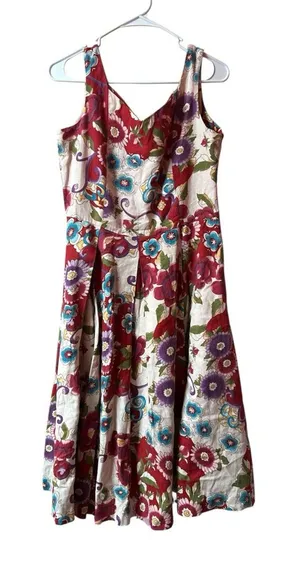 Lapis sleeveless floral-print midi pleated fit-and-flare silhouette dress thumbnail 1