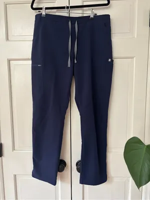 Figs‎ Yola Scrub Pants Elastic Waist Navy Blue High Waist Straight Size Large thumbnail 2