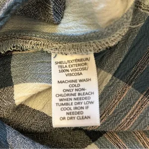 LOFT Teal Plaid Ruffle Sleeve Top Small thumbnail 4