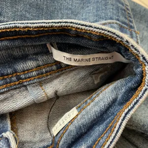 Zara The Marine Straight High Rise Wide Leg Raw Hem Blue Jeans Womens Size 2 thumbnail 5