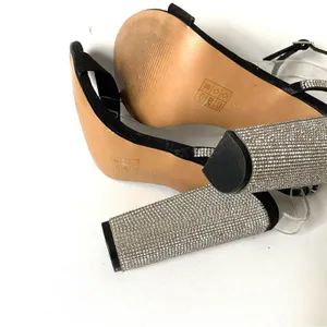 ASOS Design Hot Step Embellished Rhinestone Block Heel Black Sandals size 5 thumbnail 11