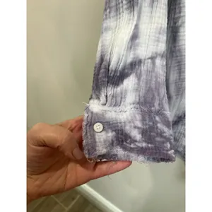 Aerie Blue Gray Tie Dye Button Front‎ Cotton Oversized Shirt Size M thumbnail 5