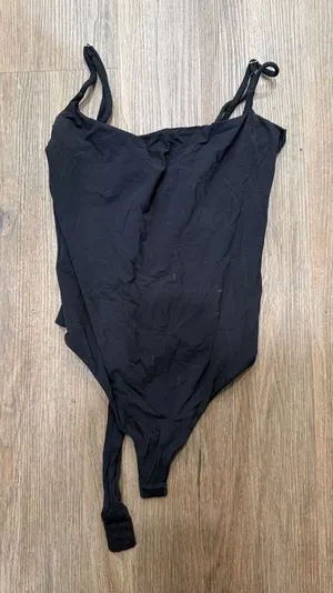 Suuksess Black Adjustable Strap Scoop Neck Thong Bodysuit Womens Size S thumbnail 1