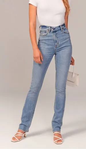 Abercrombie & Fitch The 90s Slim Straight Ultra High Rise Criss Cross 28/6L thumbnail 1