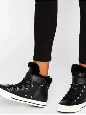 CONVERSE Chuck Taylor All Stars Leather Faux Fur High Top Sneakers Size 8.5 thumbnail 16