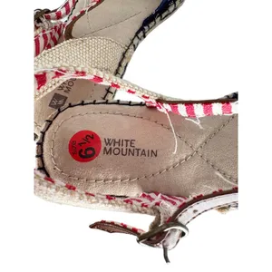 White‎ Mountain Espadrille Flat Sandals Womens 6.5 Blue Nautical Anchor Stripe thumbnail 6